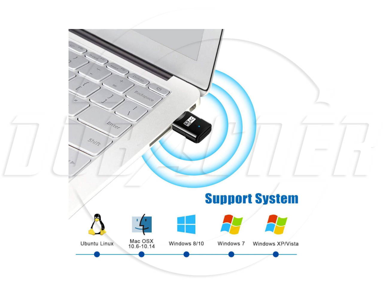 SA Mini USB  WiFi adapter 600Mbps dual-band wireless network adapter 802.11 AC 5dBi antenna, suitable for desktop laptops WiFi dongle compatible with Windows XP / Vista / 7/8 / 8.1 / 10 Mac