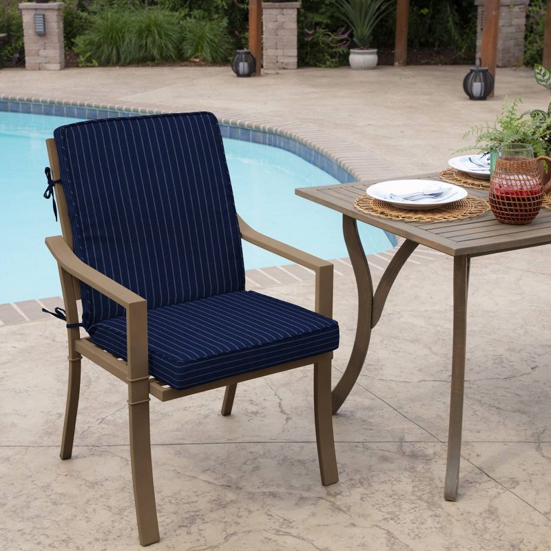 Sunnydaze Indoor/Outdoor Olefin Polyester Replacement Tufted Settee Cushion for Bench, Couch, or Loveseat - Blue - 3pc