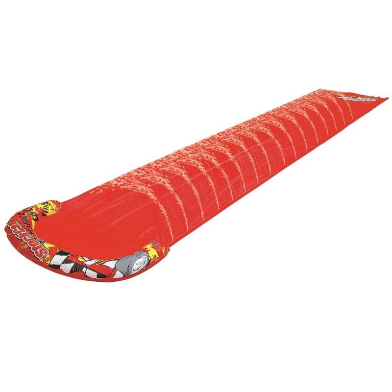 Pool Central 16.5' Inflatable Race Track Themed Ground Level Water Slide - Red