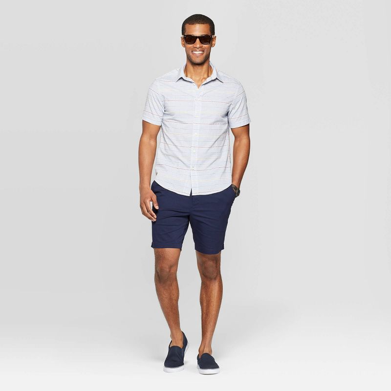 Men's Jacquard Short Sleeve Novelty Button-Down Shirt - Goodfellow & Co™ Horizon Blue S