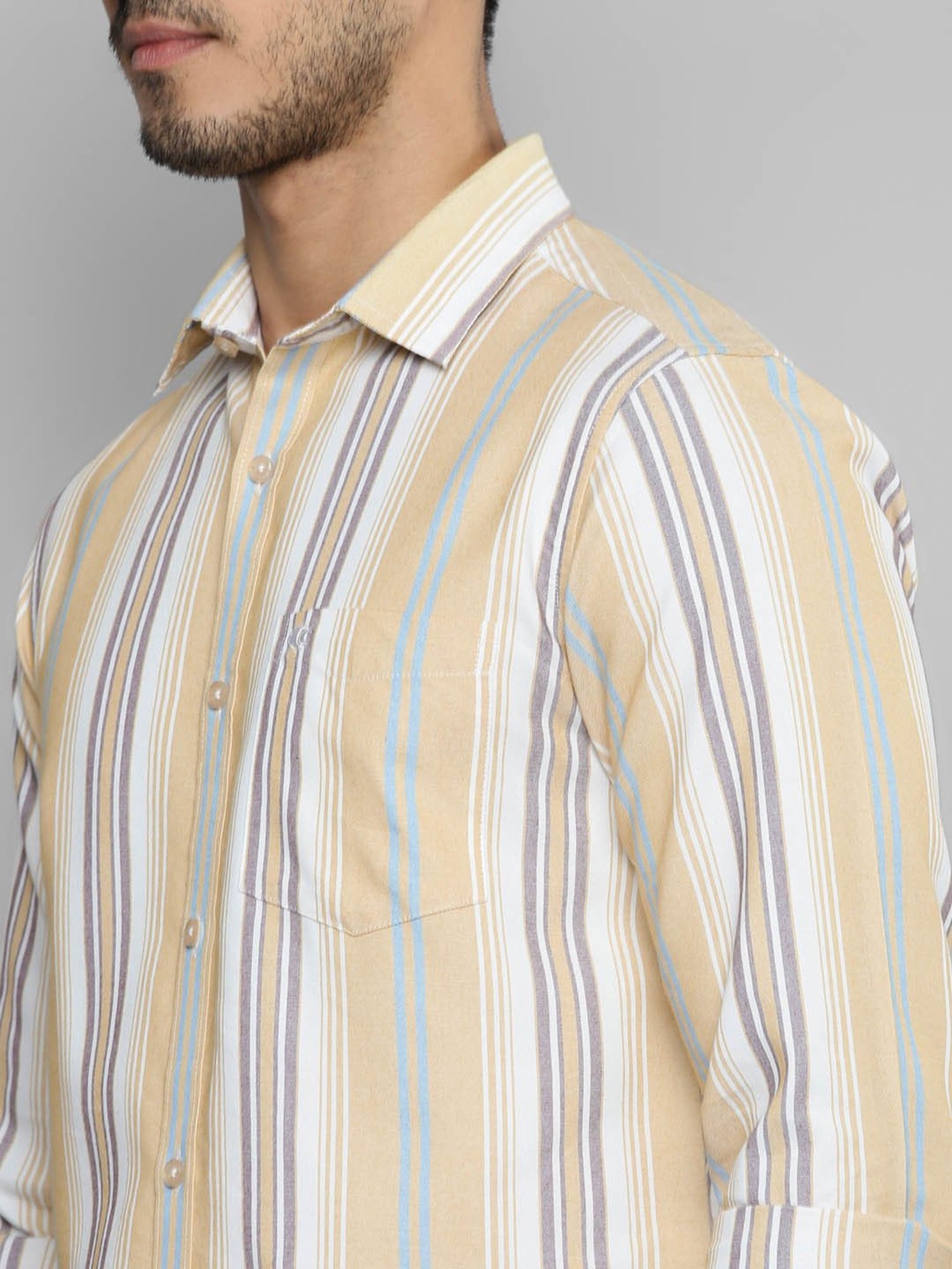 Allen cooper Multicolor Regular Fit Striped Cotton Shirt