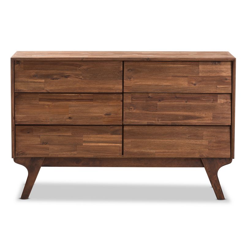 Sierra Mid-Century Modern Wood 6 Drawer Dresser Brown - Baxton Studio