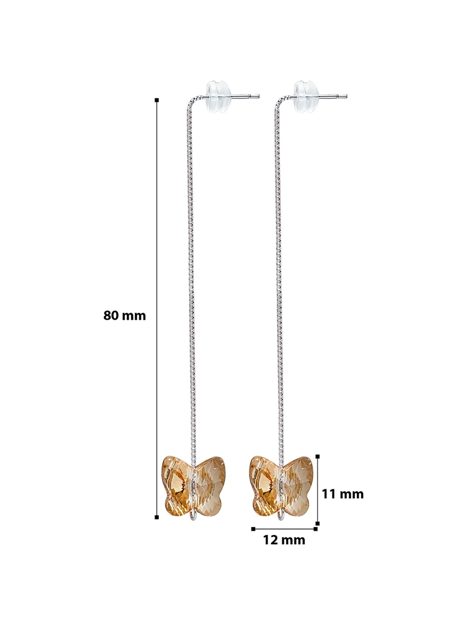 Silberry 92.5 Sterling Silver White Butterfly Swarovski Earrings for Women