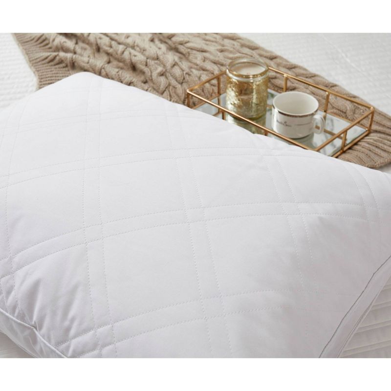 Cotton Quilted White Goose Feather and Down Pillow 2pk White - Blue Ridge Home Fashions