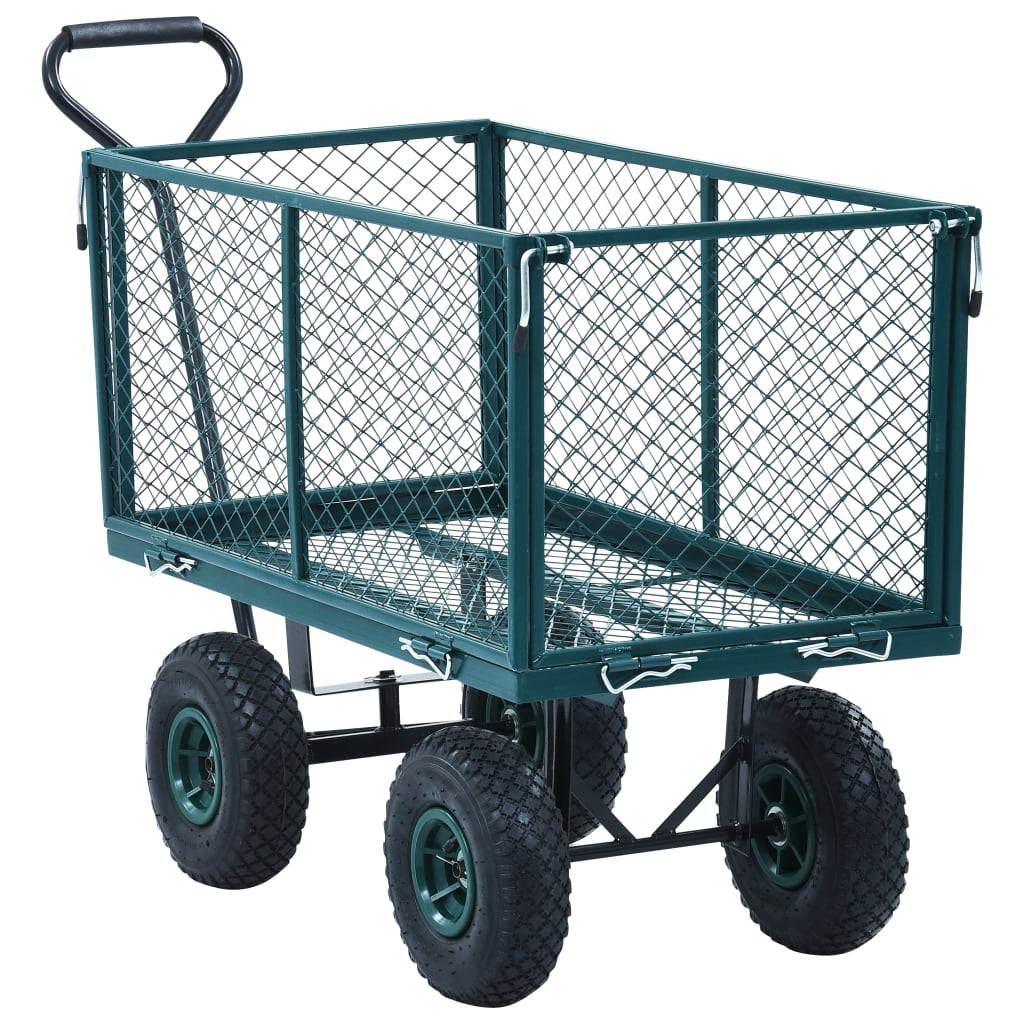 vidaXL Garden Hand Trolley Green 771.6lbs Outdoor Yard Transport Dolly Cart