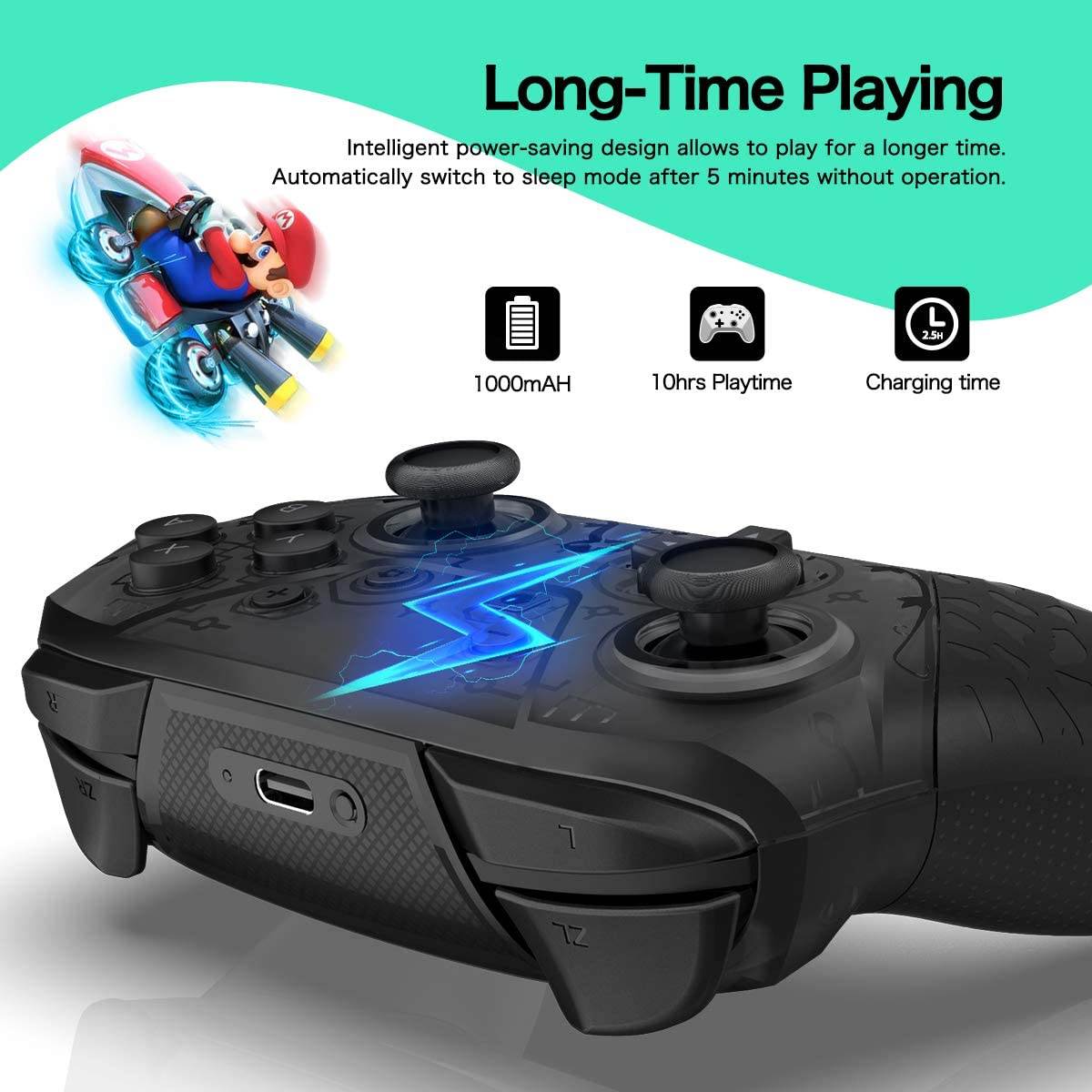 Wireless Switch Pro Controller for Switch/Switch Lite, YCCTEAM 1000mAh Built-in Rechargeable Battery Remote Pro Controller Gamepad Joystick for Switch Console, Support Screenshot and Twitch Movement