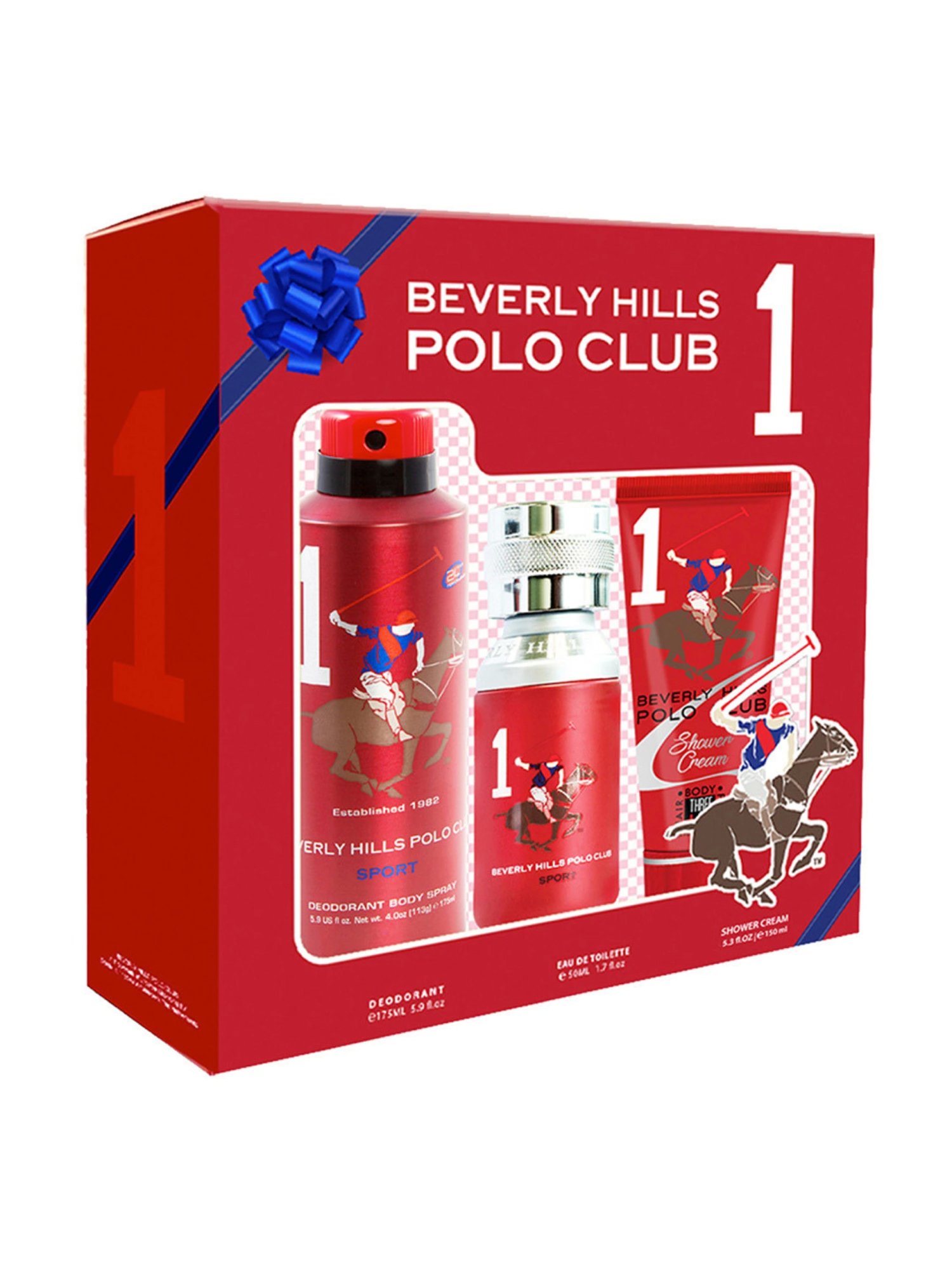 Beverly Hills Polo Club Sport No.1 Gift Set for Men with EDT, Deo & Shower Cream