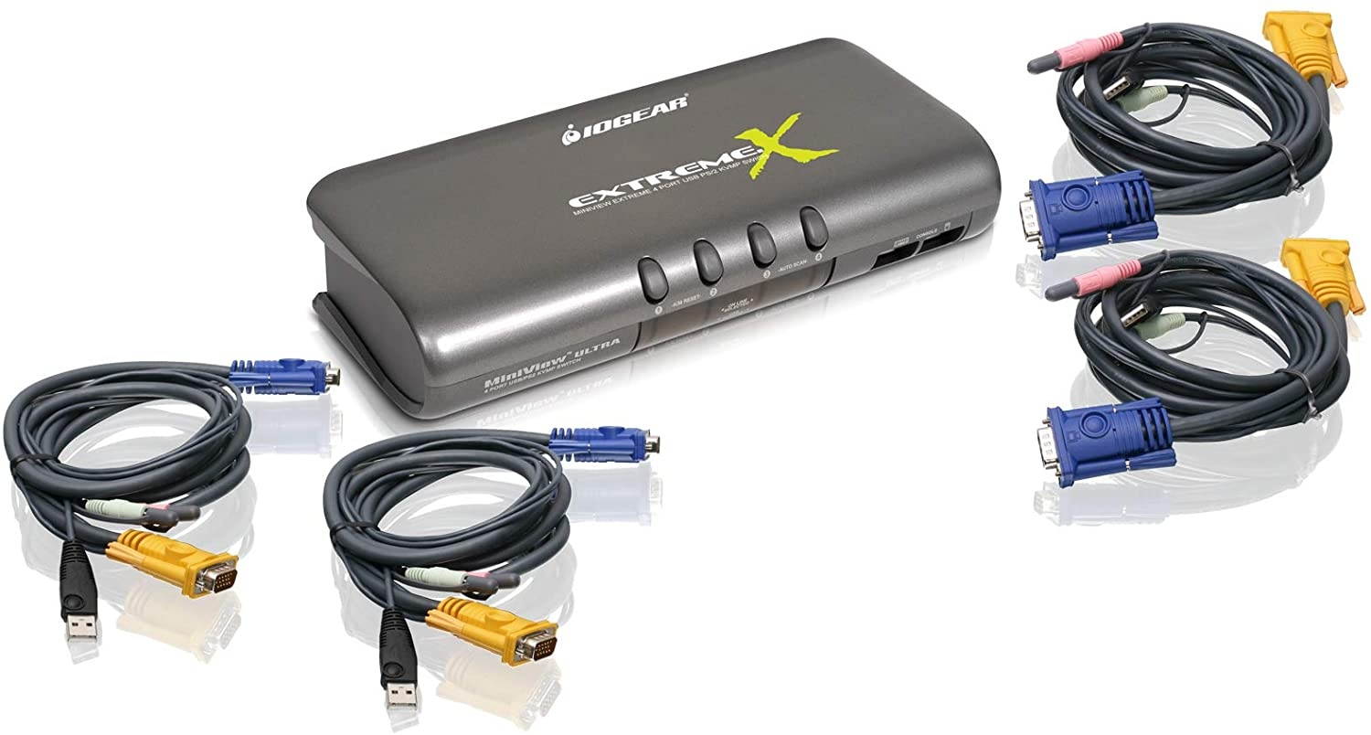 IOGEAR MiniView Extreme Multimedia KVMP Switch with Cables (GCS1734)