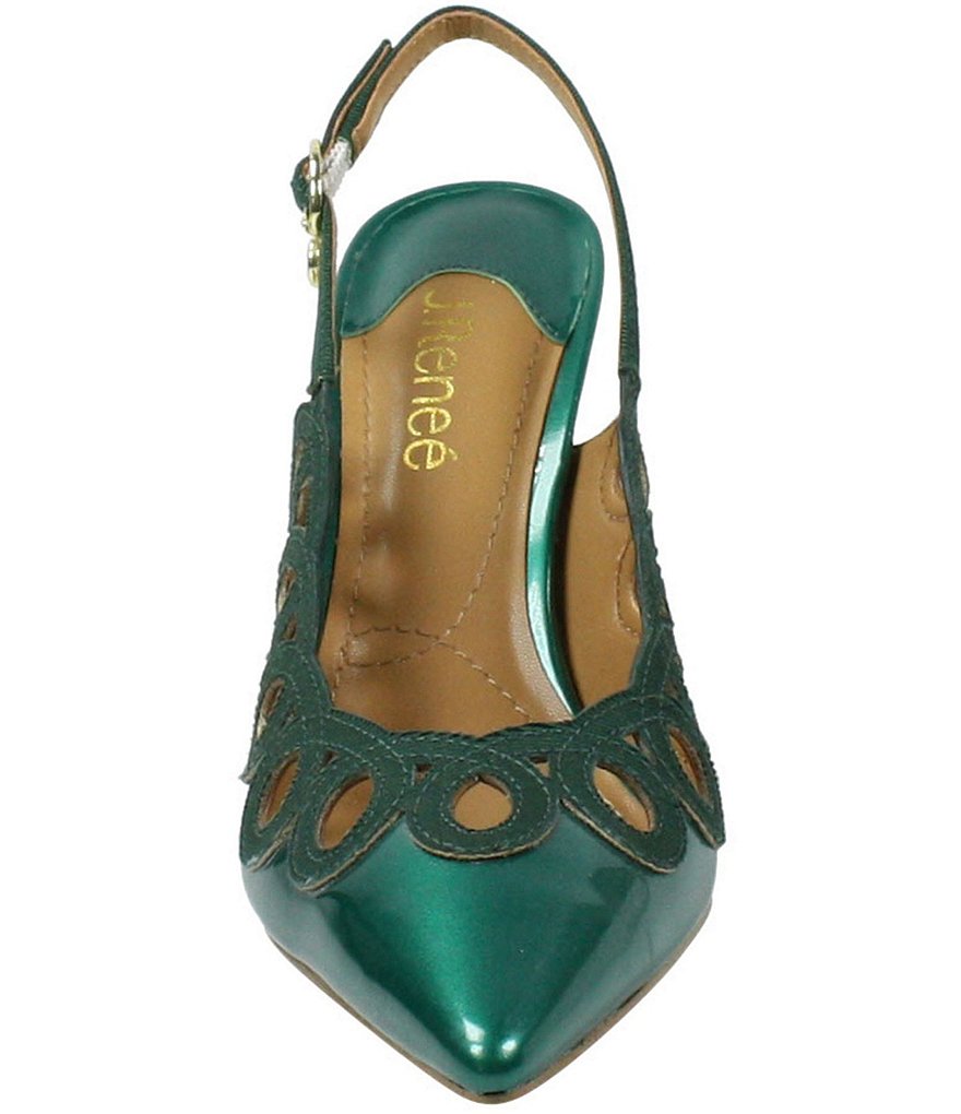 J. Renee Reghina Patent Cut-Out Detail Slingback Pumps