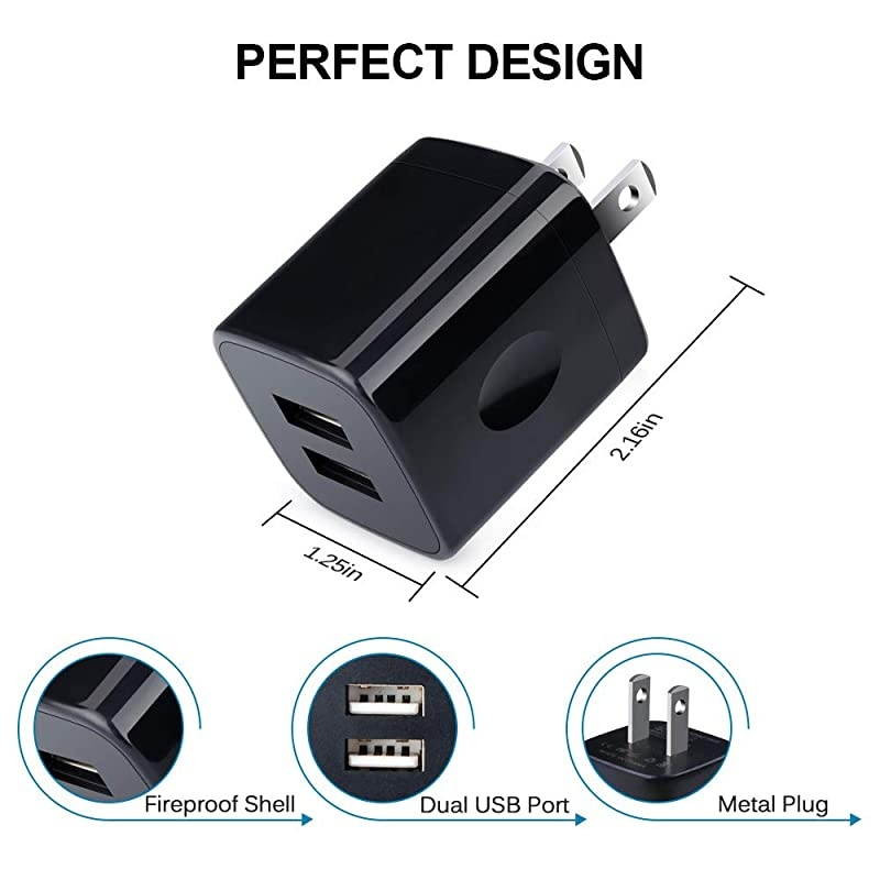 USB Wall Charger Charging Block  5Pack 21Amp 5V Dual Port USB Power Adapter Wall Charger Plug Cube Compatible with Phone Xs Max XR X 8 7 6 Plus Pad Samsung S10 S9+ LG Moto Android More