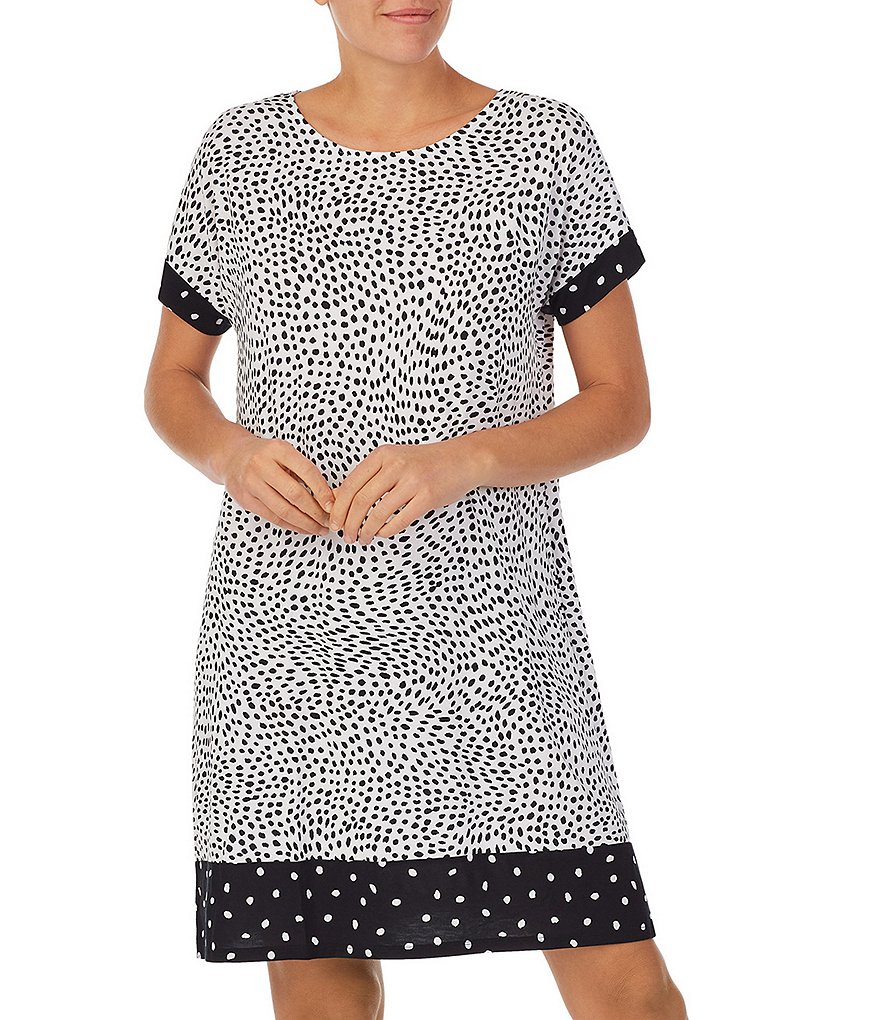 Donna Karan Dot Print Knit Short Sleepshirt