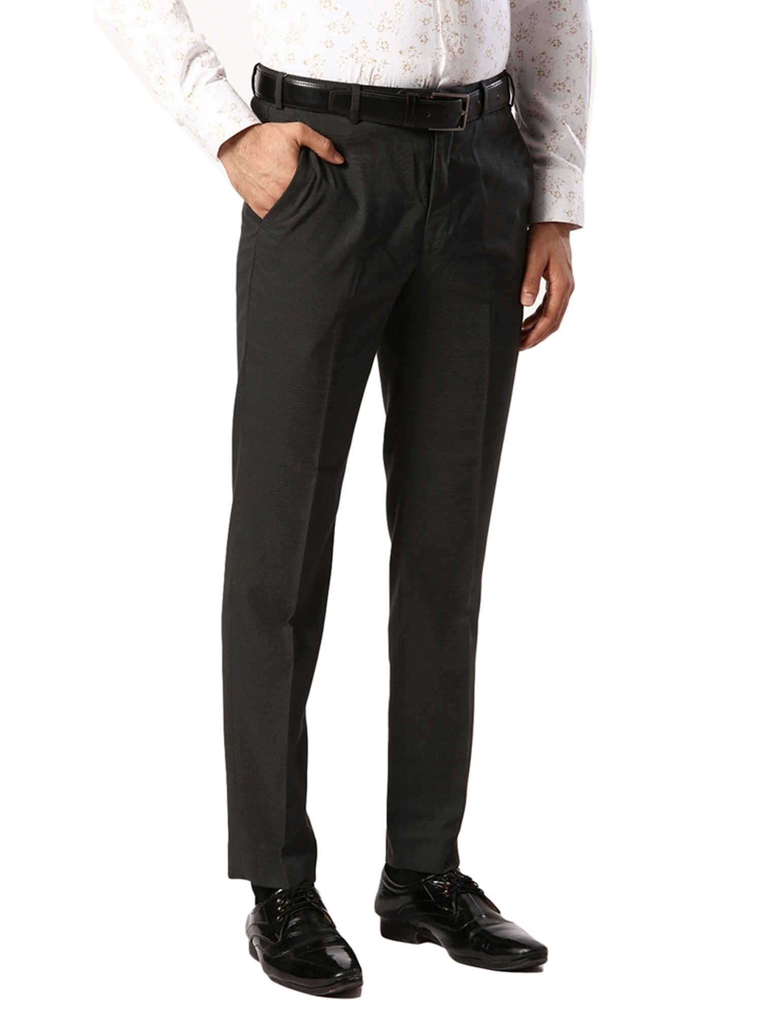 Park Avenue Black Super Slim Fit Checks Trousers