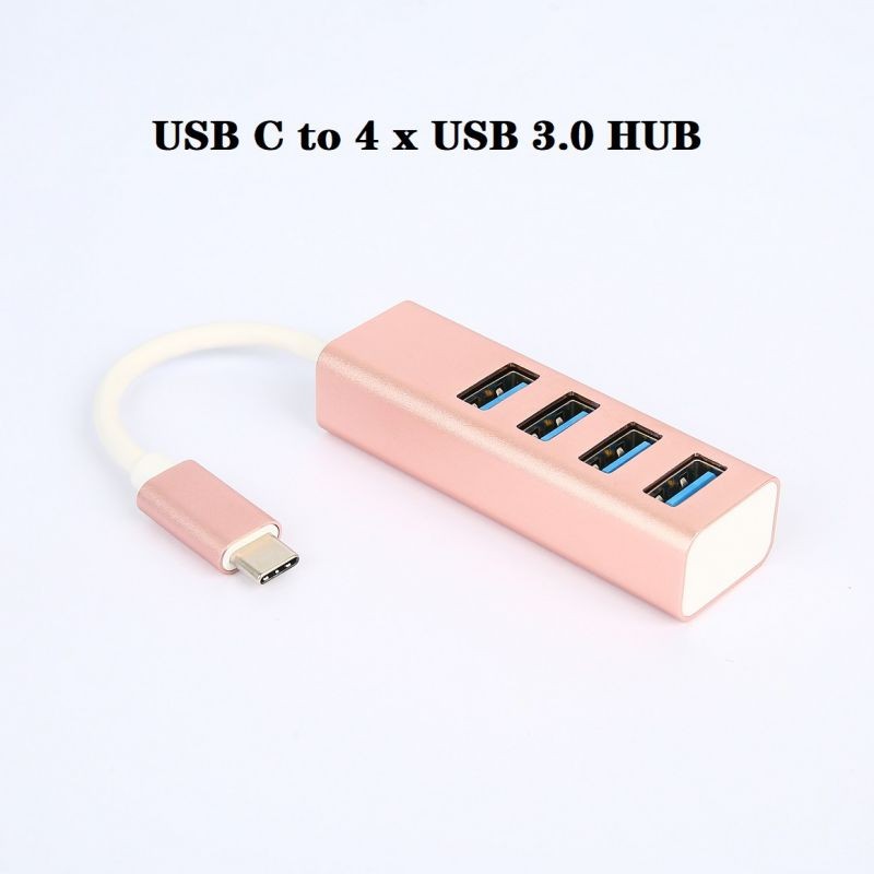 4 in 1 USB C HUB, Aluminum USB-C Adapter with 4 USB 3.0 Ports, for MacBook Pro 2019/2018/2017, ChromeBook, XPS, Galaxy S20/S10/S9/S8 and More.