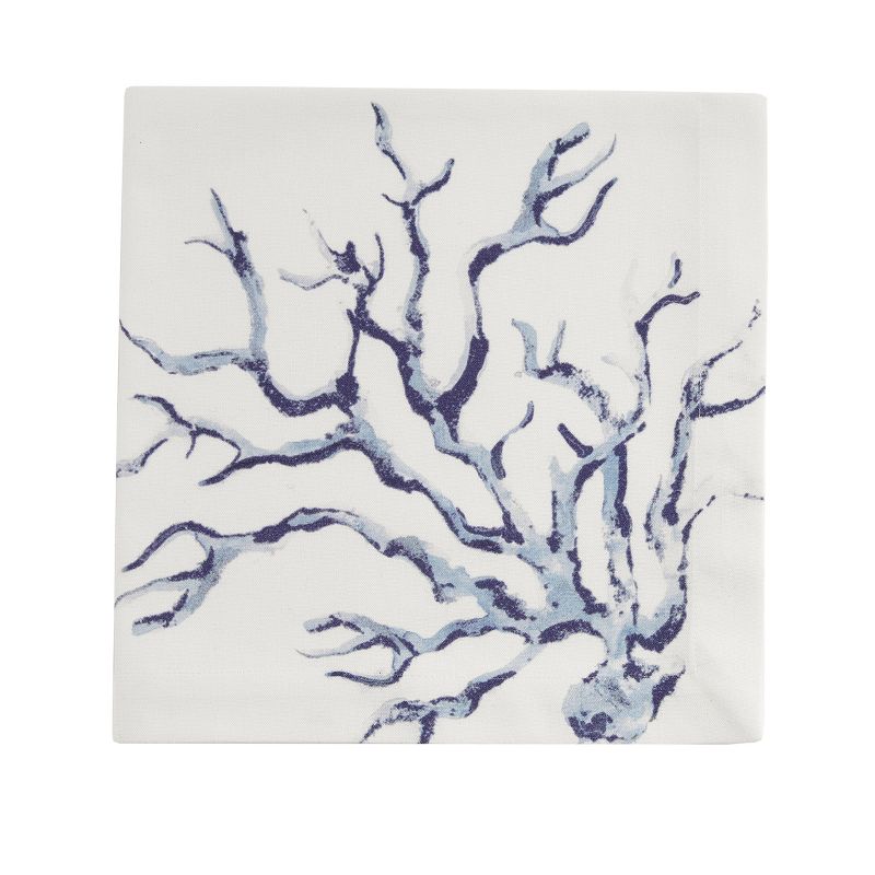 Split P Deep Blue Sea Printed Coral Napkin Set - White