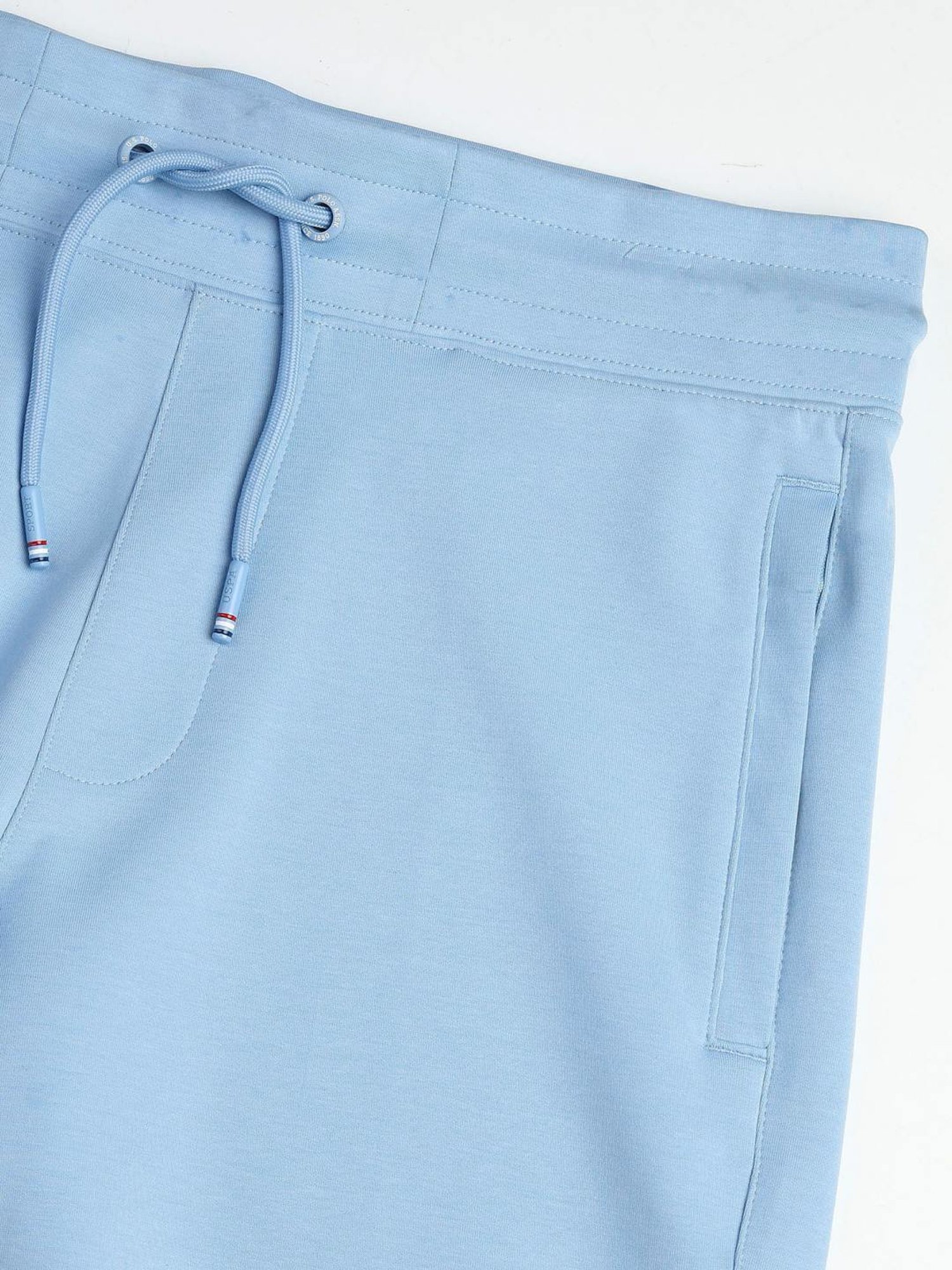 USPA Active Sky Blue Slim Fit Logo Printed Sports Shorts