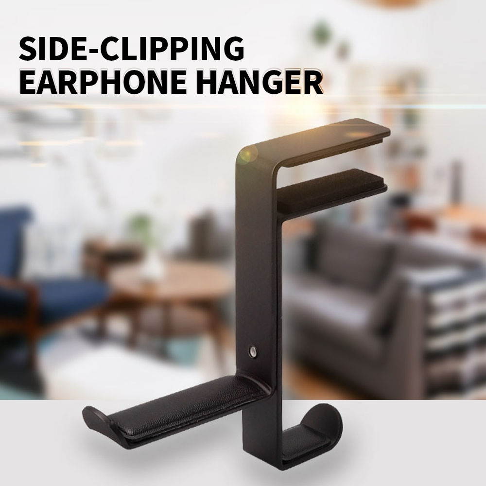 Clip-edge Type Headphone Holder Bracket Hanger Metal Wall Clamp Hook Adjustable Earphone Stand Desktop Mount White