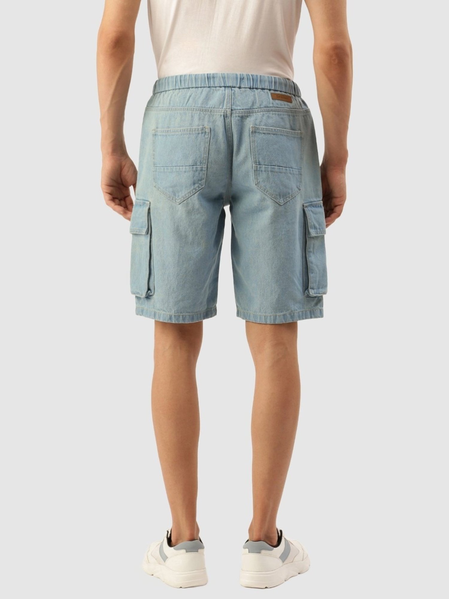 Bene Kleed Light Blue Cotton Regular Fit Shorts