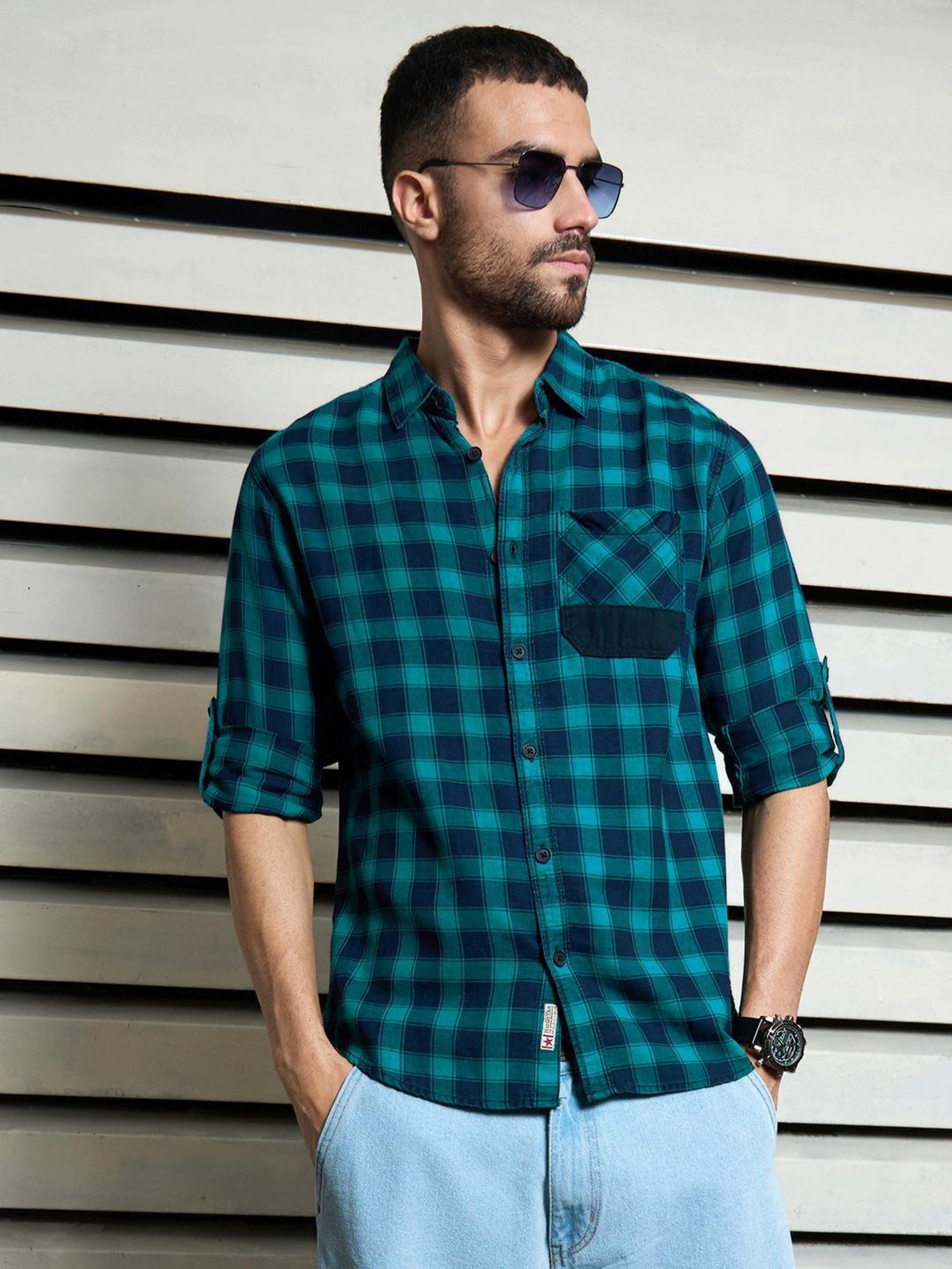 High Star Multi Cotton Regular Fit Checked Shirt