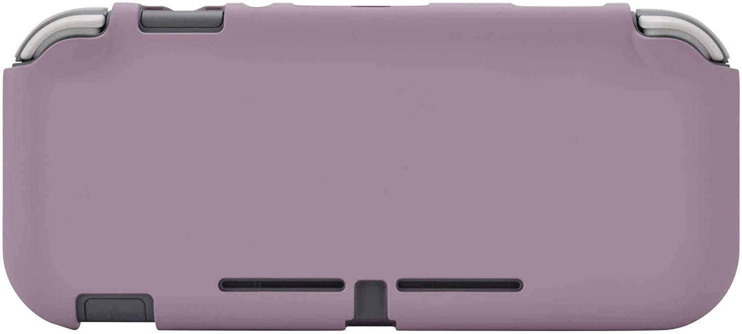 eXtremeRate PlayVital Customized Protective Grip Case for Nintendo Switch Lite, Dark Grayish Violet Hard Cover for Nintendo Switch Lite - 1 x White Border Tempered Glass Screen Protector Included