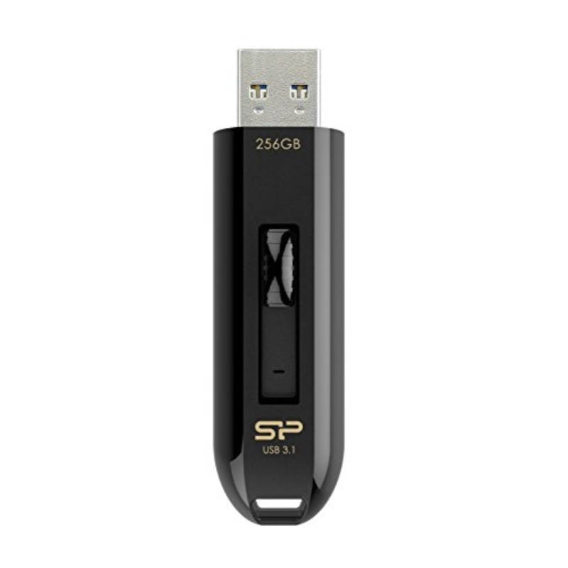 Silicon Power 256GB Blaze B21 USB3.1 Flash Drive Black With Sliding USB Connector Model SP256GBUF3B21V1K