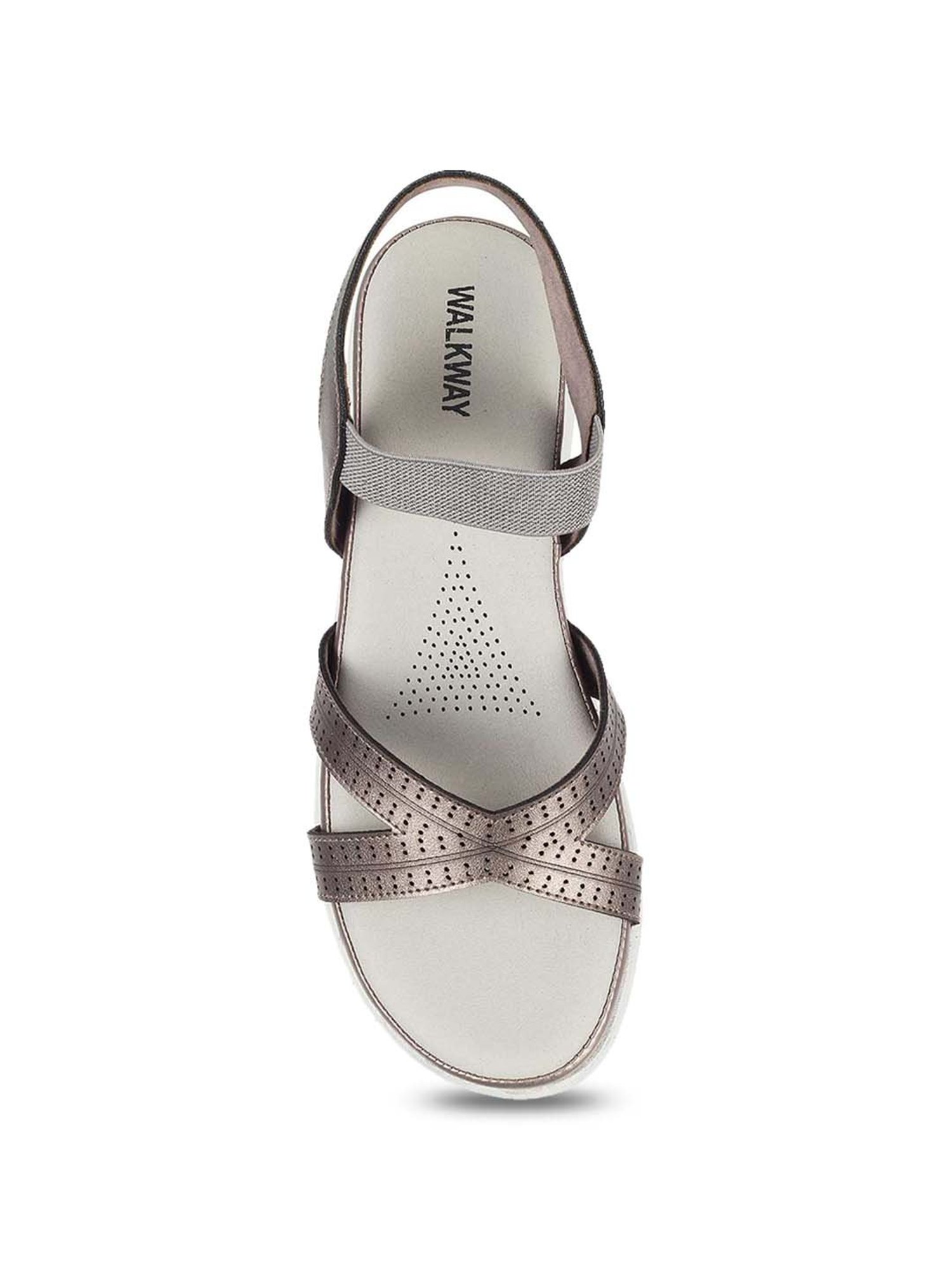Walkway Women's Pewter Cross Strap Wedges