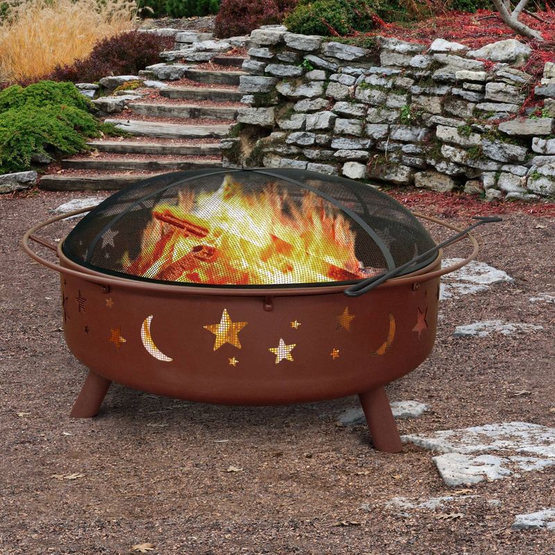 43" Super Sky Stars and Moon Wood Burning Fire Pit - Clay - Landmann