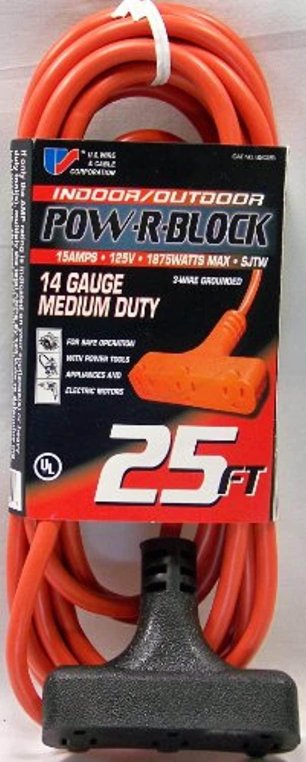 standard multi-tap extension cords 25 ft. 14/3 orange (62025)