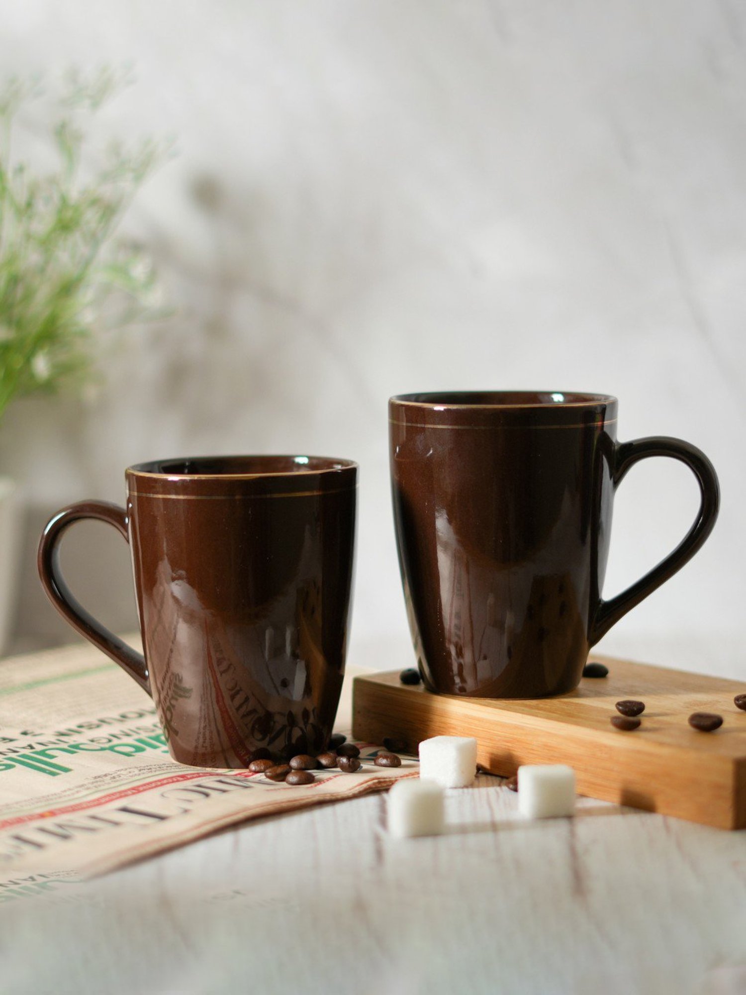Femora India Brown Ceramic Coffee Mug - Set of 2