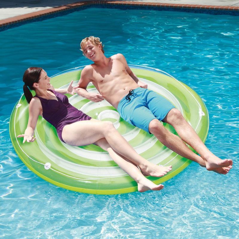 Summer Waves 65" Inflatable Splash Island Ring Pool Tube Float w/ Hibiscus Raft