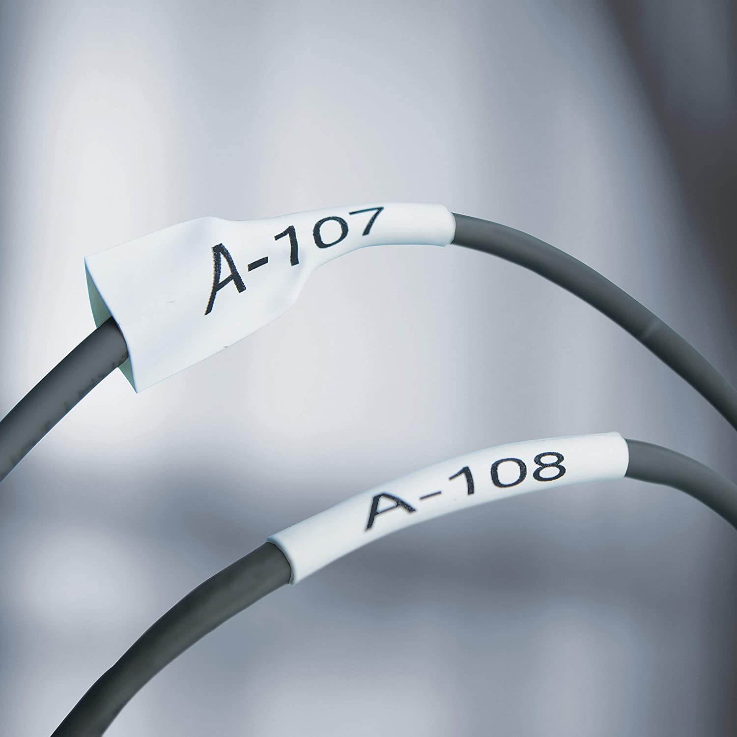 DYMO Industrial Heat-Shrink Labels | Authentic DYMO Labels, For Tubing or Cables (1/4" Tube, Black on White)