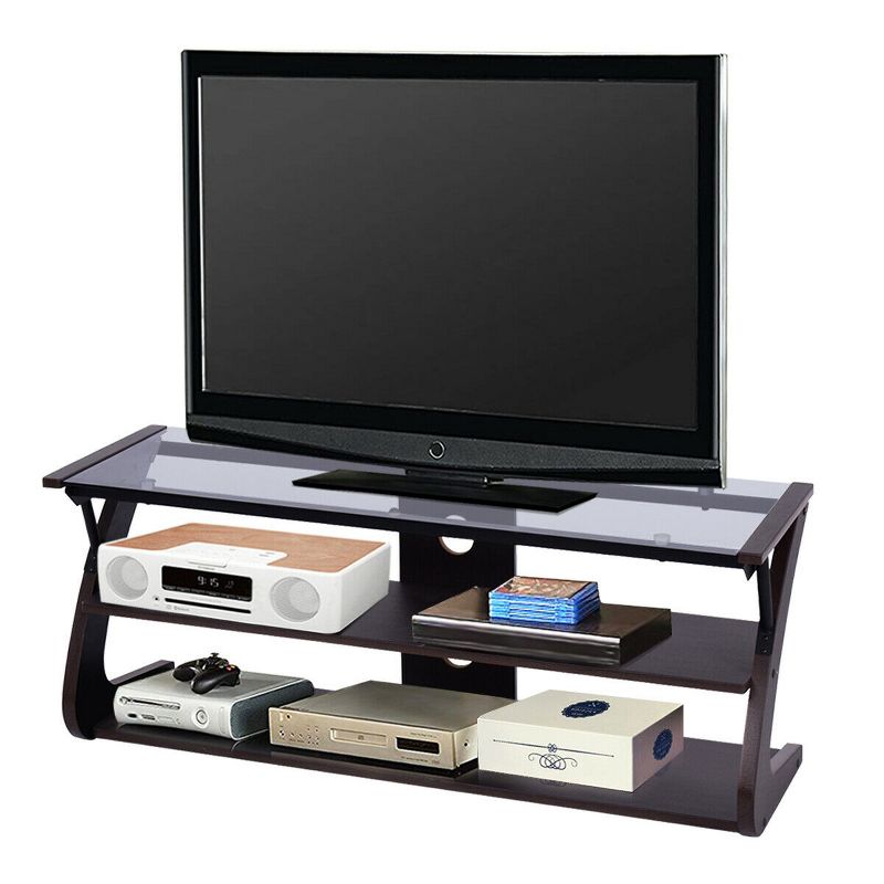 Costway 3-Tier Tempered Glass Top TV Stand Entertainment Center Media Console Furniture