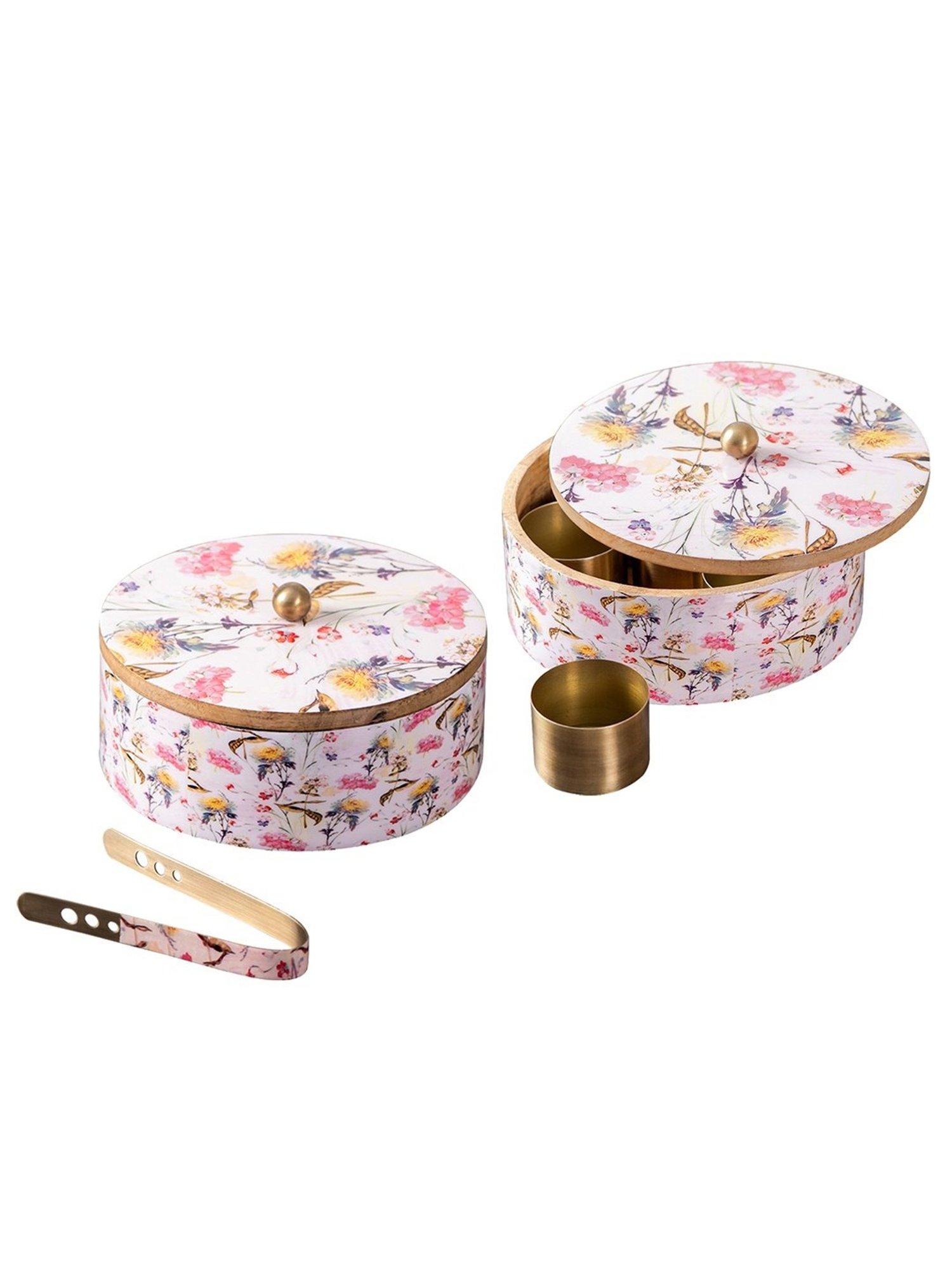 Nestroots Printed Pink Wood Serving Set of 2
