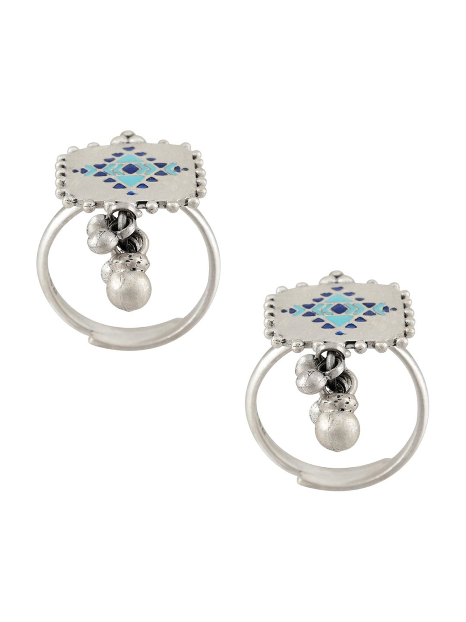 Tribe Amrapali 92.5 Sterling Silver Kilim Ghungroo Toe-Rings