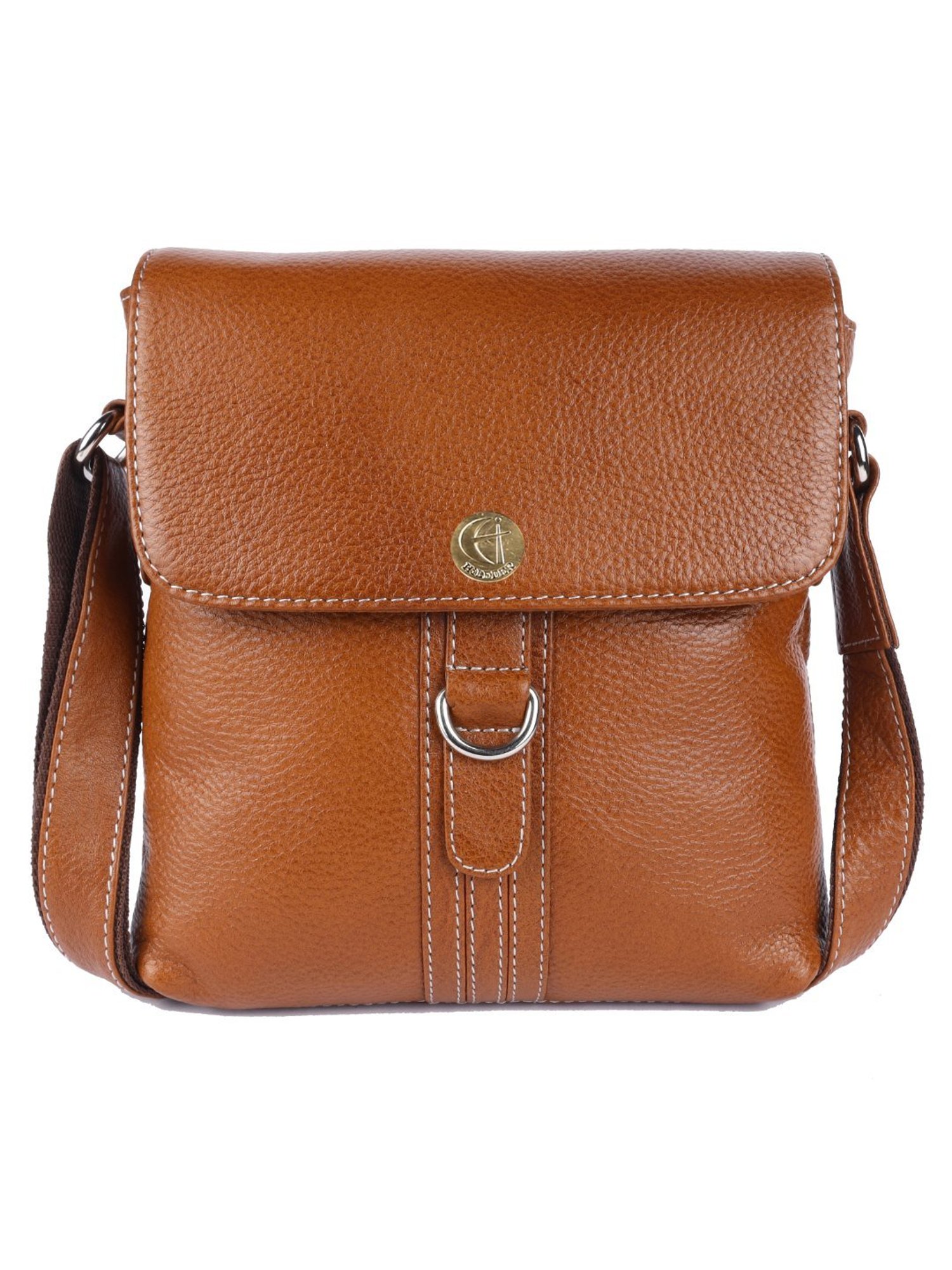 HiLEDER Pure Genuine Leather Messenger Shoulder Sling Cross Body Office Bag for Men and Women, Tan