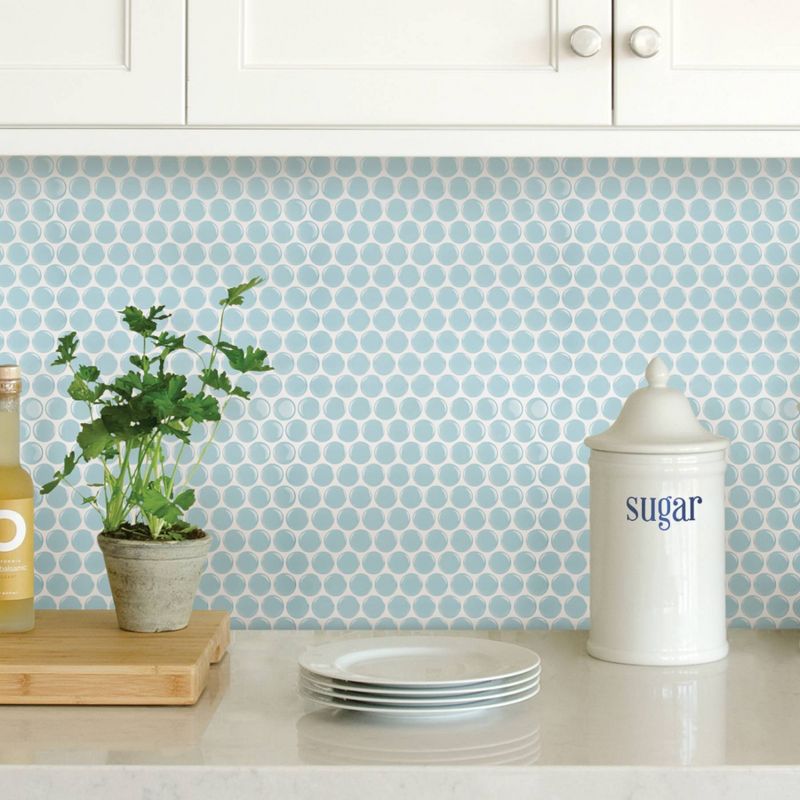 Brewster Penny Peel & Stick Backsplash Tile Paper Blue