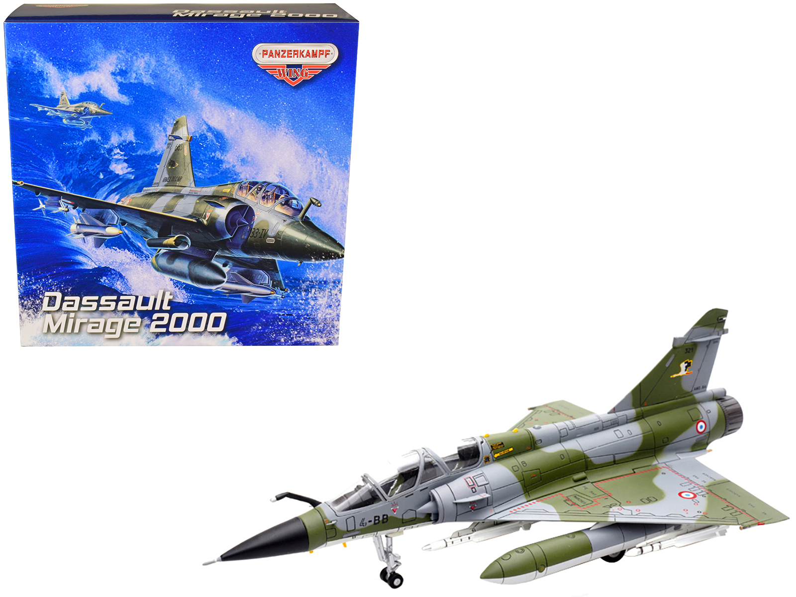 Dassault Mirage 2000N Fighter Plane Camouflage "French Air Force - Armee de l&rsquo;Air" with Missile Accessories "Wing" Series 1/72 Diecast Model by Panzerkampf