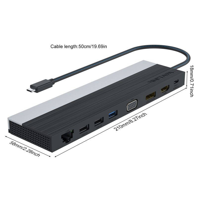 Wavlink USB C Triple Display 4K 12 in 1 USB C Docking Station, DP & HDMI &VGA with 100W PD Charging USB 3.0 & 2.0 Ports, SD TF Card Reader, Gigabit Ethernet, Audio For MacBook Pro & Windows, Linux