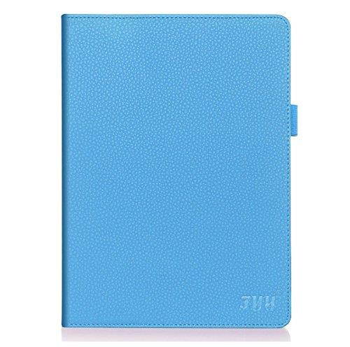 FYY Case for iPad Air 2 - Premium PU Leather Case Smart Auto Wake/Sleep Cover with Hand Strap, Card Slots, Pocket for iPad Air 2 Cyan