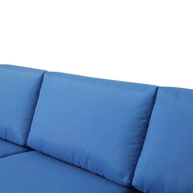 4pc Wicker Rattan Patio Sofa Set with Blue Cushions - Accent Furniture