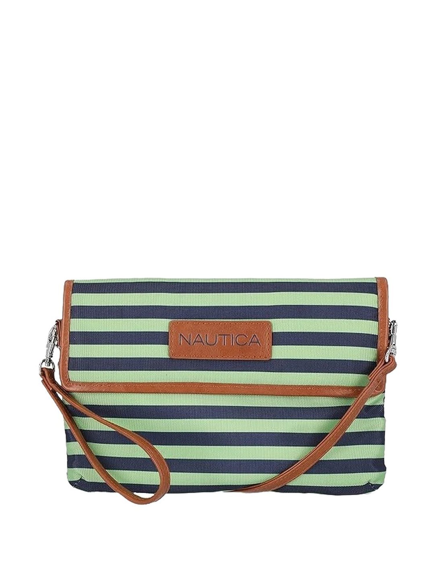 Nautica Green Striped Medium Sling Handbag