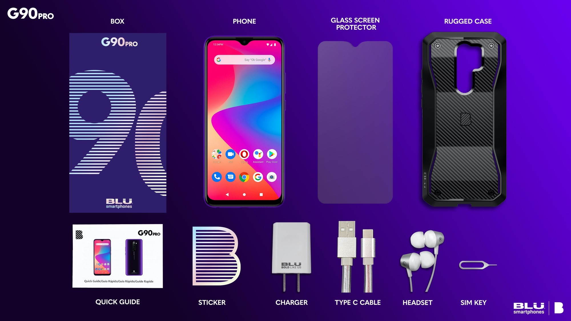 BLU G90 Pro G0370WW 128GB Unlocked GSM Android Smartphone - Purple Haze