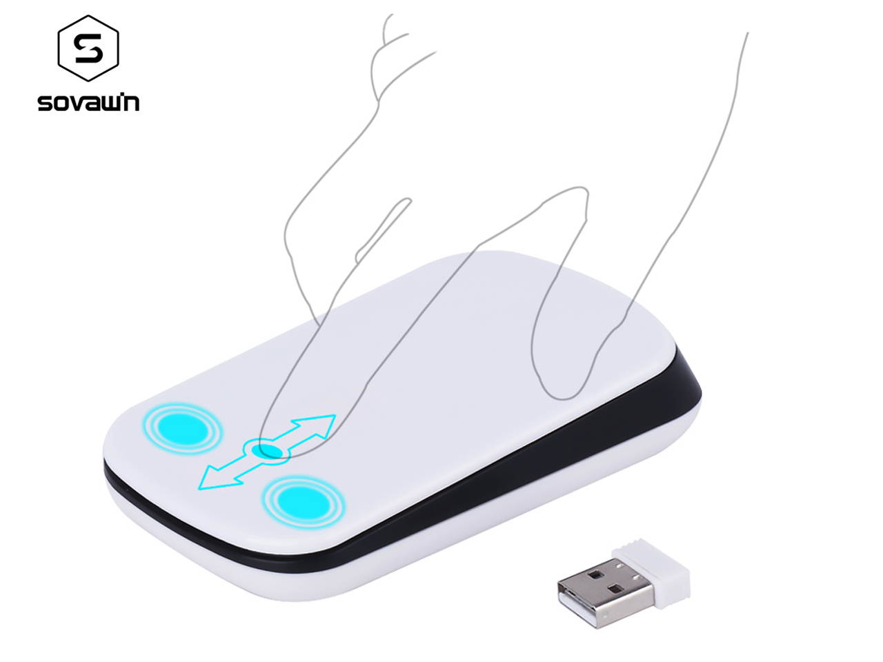Sovawin Touch Arc Wireless Mouse Ultra Thin USB Optical Mini Slim Mouse 1200 DPI Mice For desktop Computer Mause Laptop Notebook