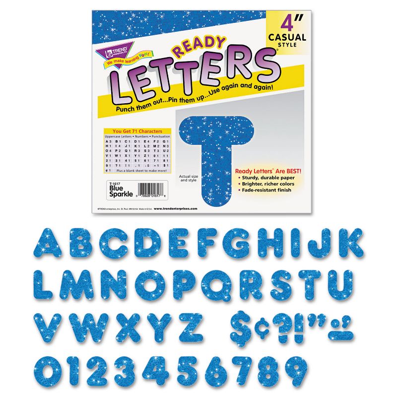 Trend Ready Letters Sparkles Letter Set Blue Sparkle 4"h 71/Set T1617