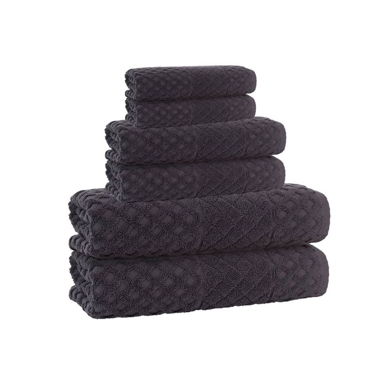 6pc Glossy Turkish Cotton Bath Towel Set Blue - Enchante Home