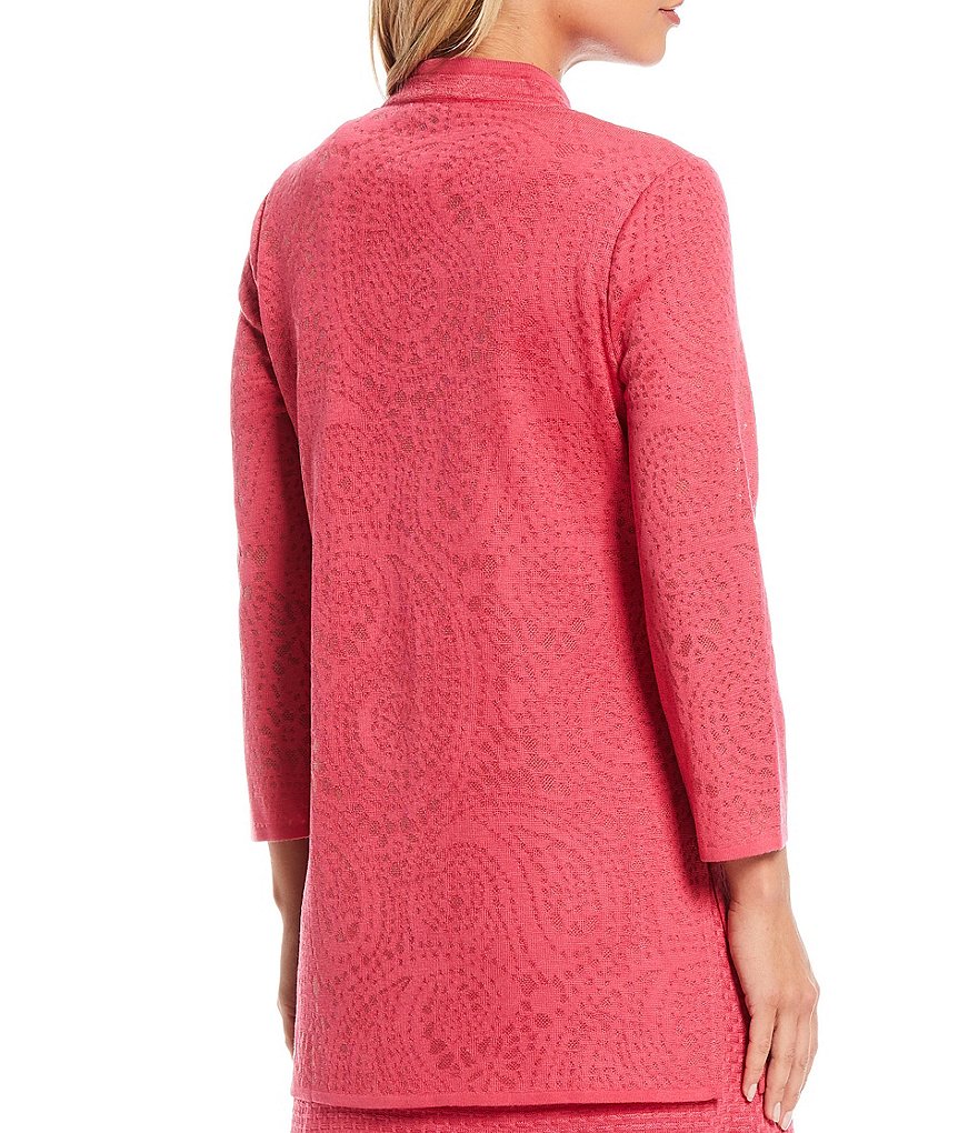 Misook Bracelet Sleeve Mandarin Sheer Paisley Jacket