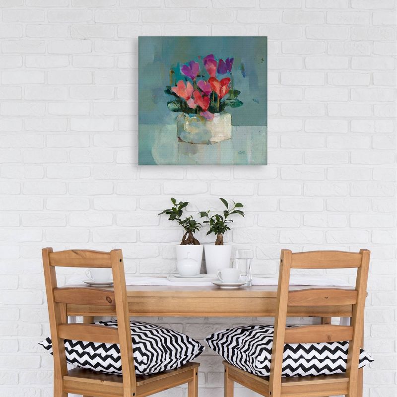 24" x 24" Pretty Pot of Cyclamen by Sarah Simpson Unframed Wall Canvas - Masterpiece Art Gallery