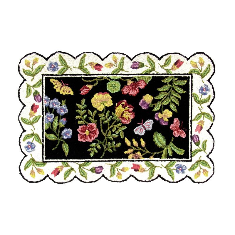 2'x3' Rectangle Floral Accent Rug Black - C&F Home