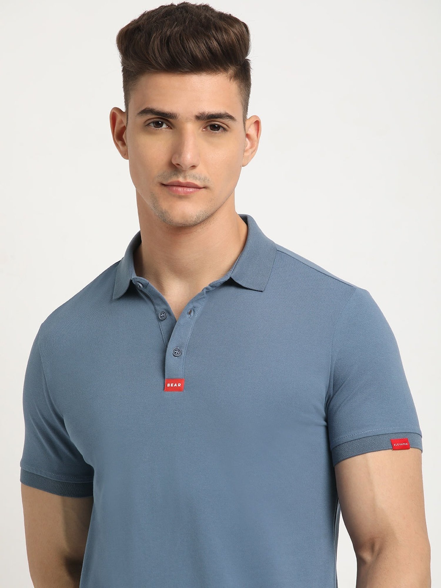 The Bear House Teal Blue Slim Fit Polo T-Shirt