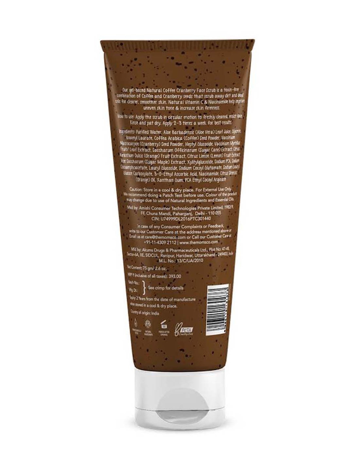 The Moms Co. Natural Coffee Cranberry Face Scrub - 75 gm