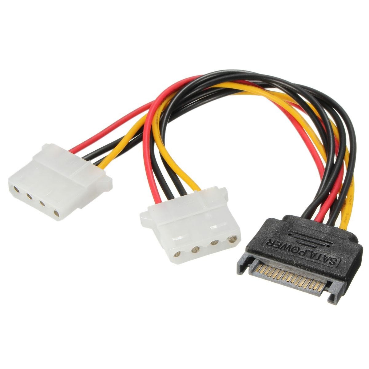 Cable Power Adapter SATA 15pin> 2x 4pin Molex connector -